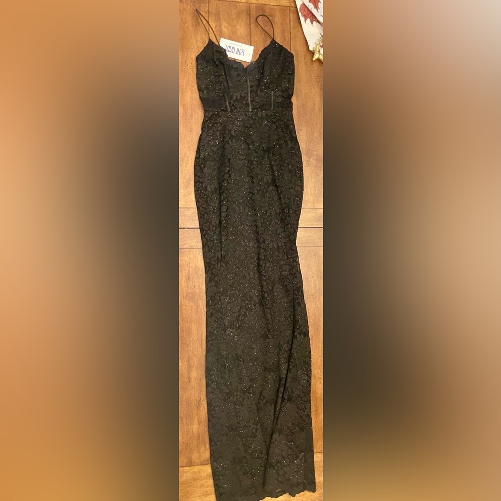 12th Tribe Black Lace Bodice Maxi Gown - Picture 3 of 6